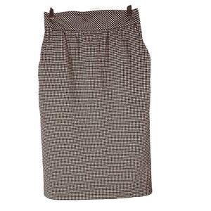 Vintage ESCADA Margaretha Ley Black White Houndstooth High Waisted Wool Skirt 36